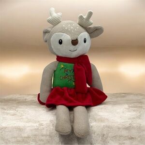 My First Christmas Reindeer Plush Crinkle Ears Rattle Spark Create Imagine 16 In